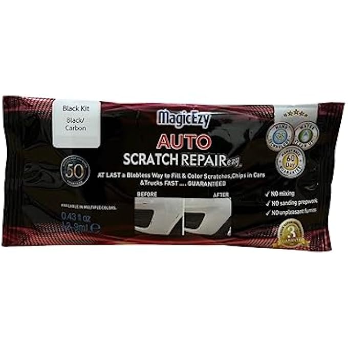 MagicEzy AUTO SCRATCH REPAIREZY - (BLACK KIT) TOUCH UP PAINT FOR CAR SCRATCHES AND CHIP REPAIRS | ALL MAKES AND MODELS | NO NEED FOR FACTORY COLOR MATCH - Image 1